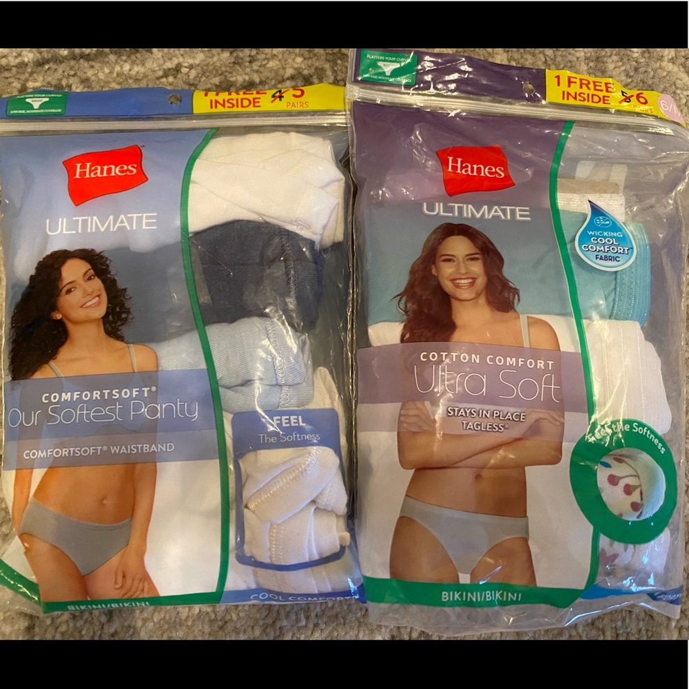 9 pair Hanes bikini panties Size 6- medium